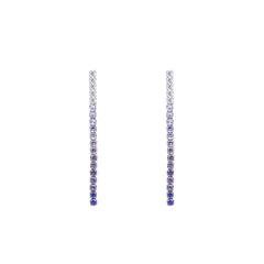Asfour Crystal Hoop Earrings With Halo Turquoise Round Stone In 925 Sterling Silver-ED0124-GC