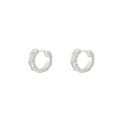 Asfour Crystal Hoop Earrings With Halo Turquoise Round Stone In 925 Sterling Silver-ED0124-GC