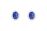Asfour Crystal Clips Earrings with Blue Oval Design in 925 Sterling Silver ER0364-B