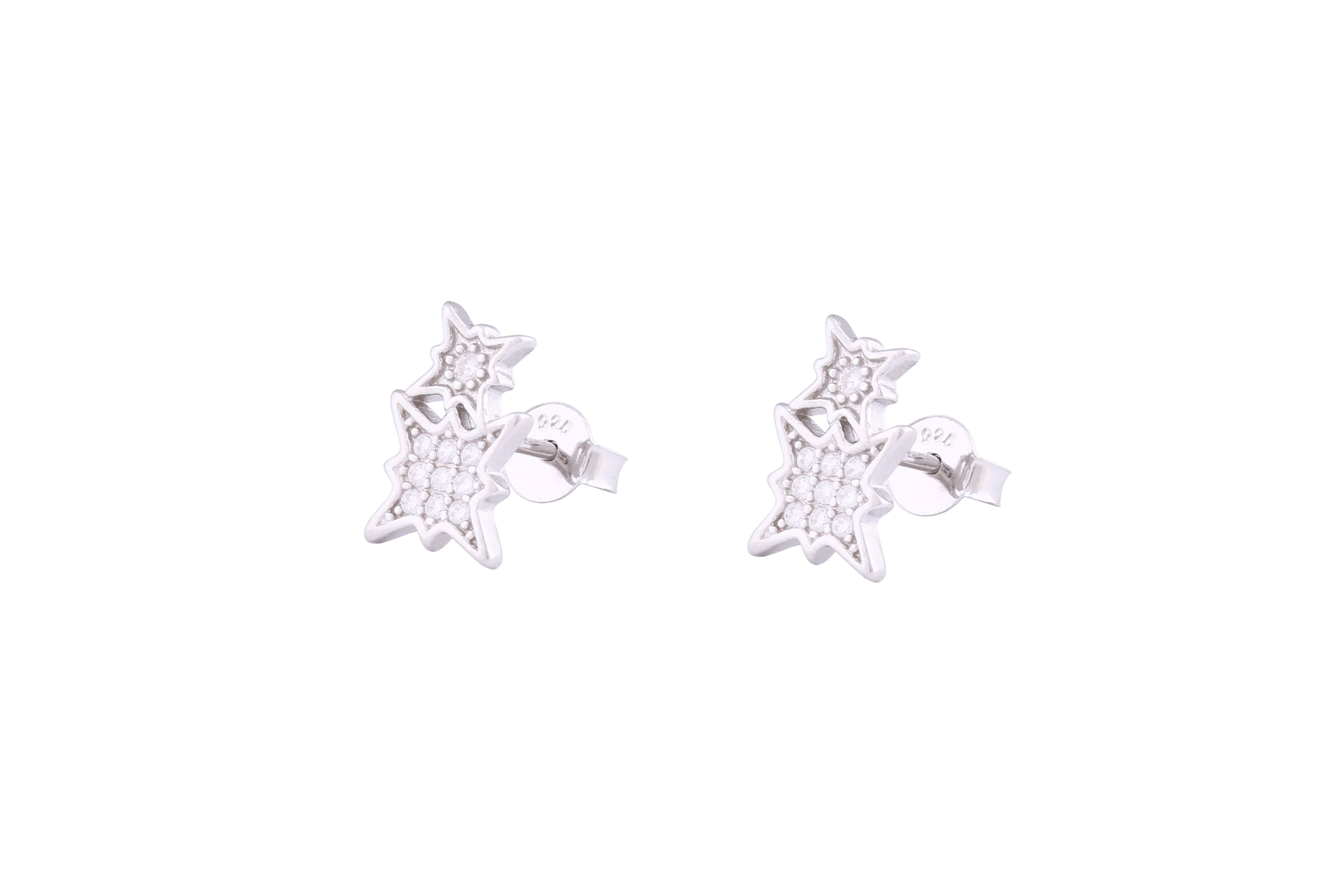 Asfour Crystal Stud Earring With Art deco Design in 925 Sterling Silver ER0378