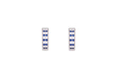 Asfour Crystal Hoop Earrings With Blue & Clear Stones In 925 Sterling Siver ER0390-BW