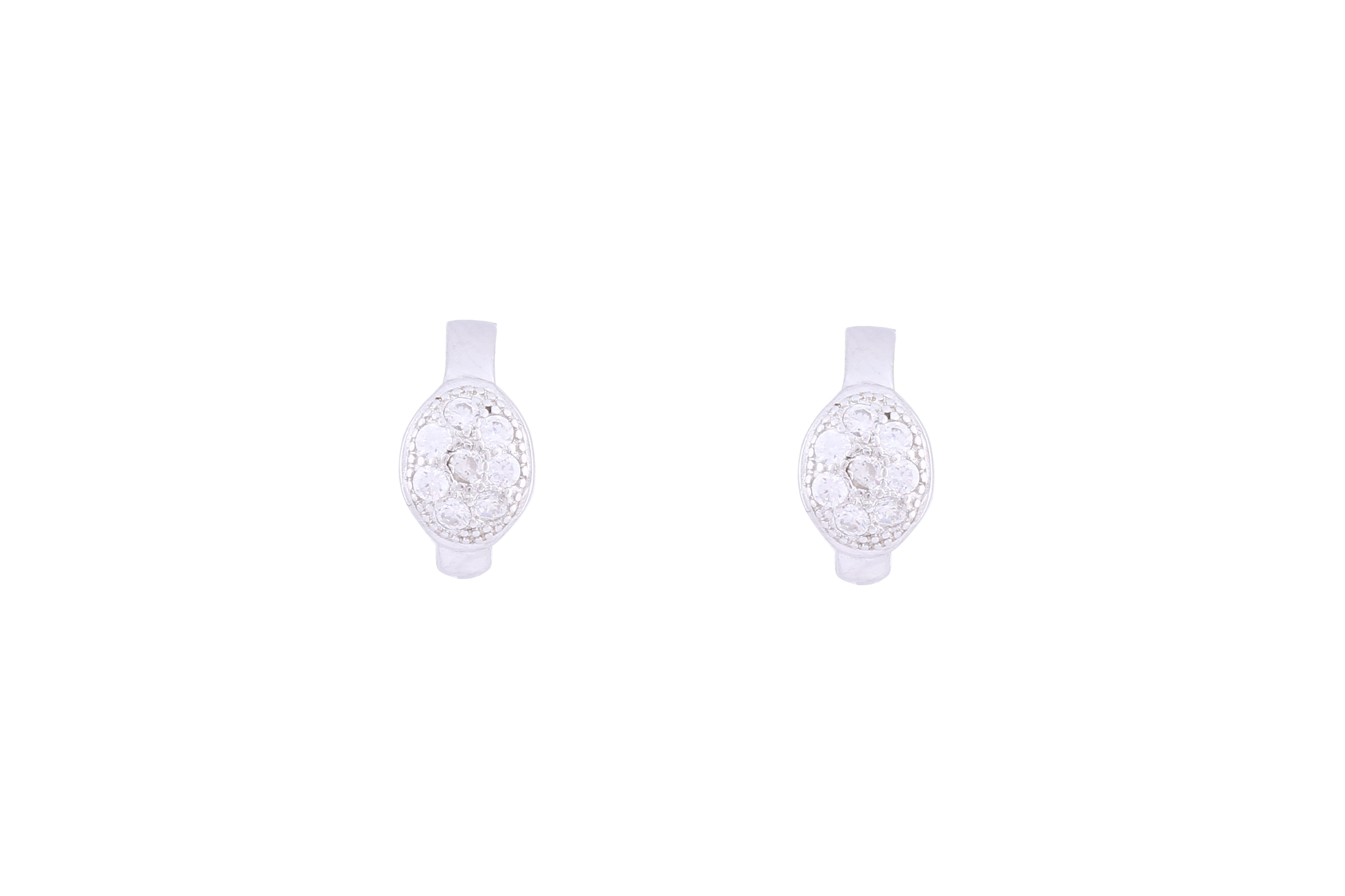 Asfour Crystal Hoop Earring With Oval Design in 925 Sterling Silver ER0401