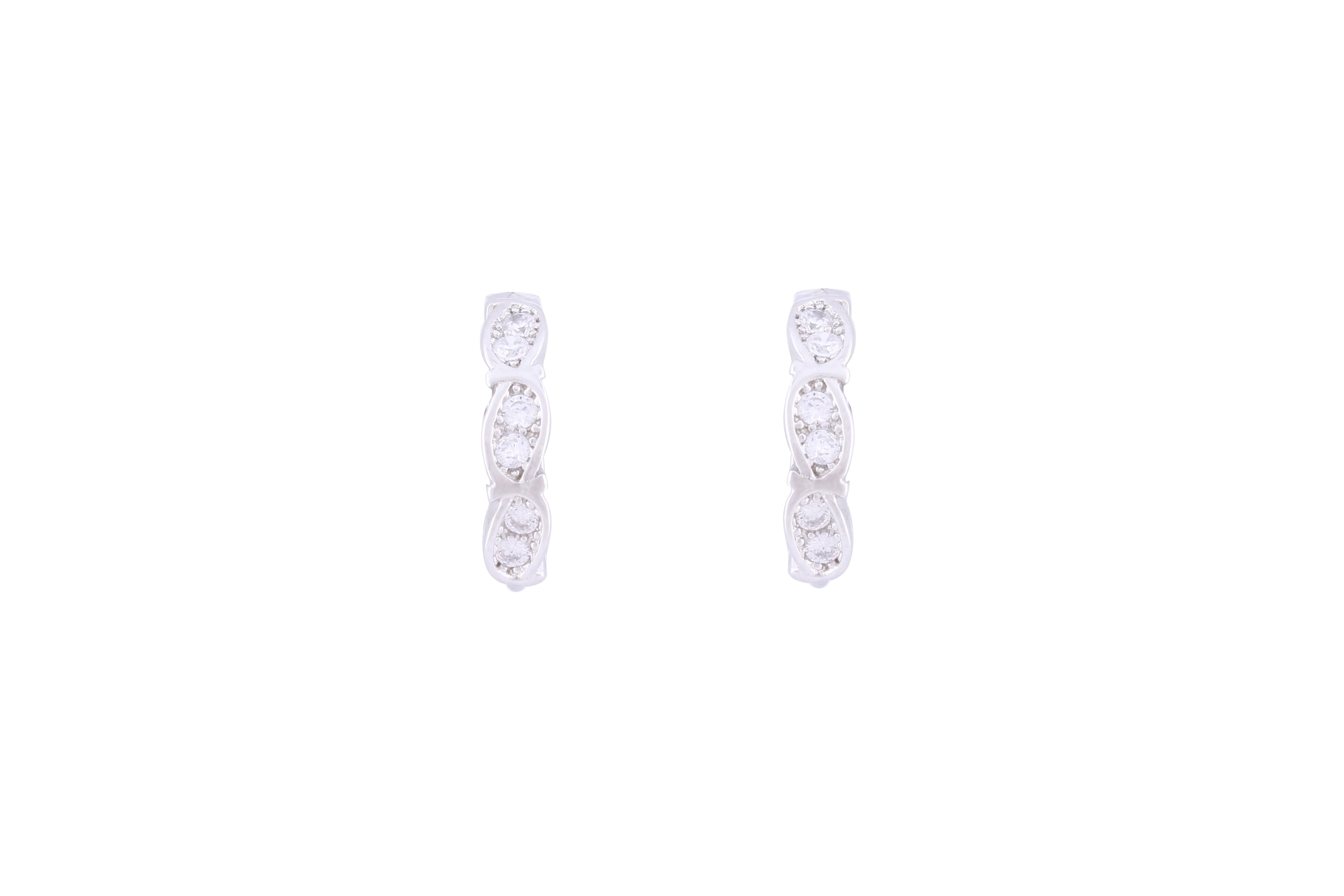 Asfour Crystal Hoop Earring inlaid With Zircon Stones in 925 Sterling Silver ER0404