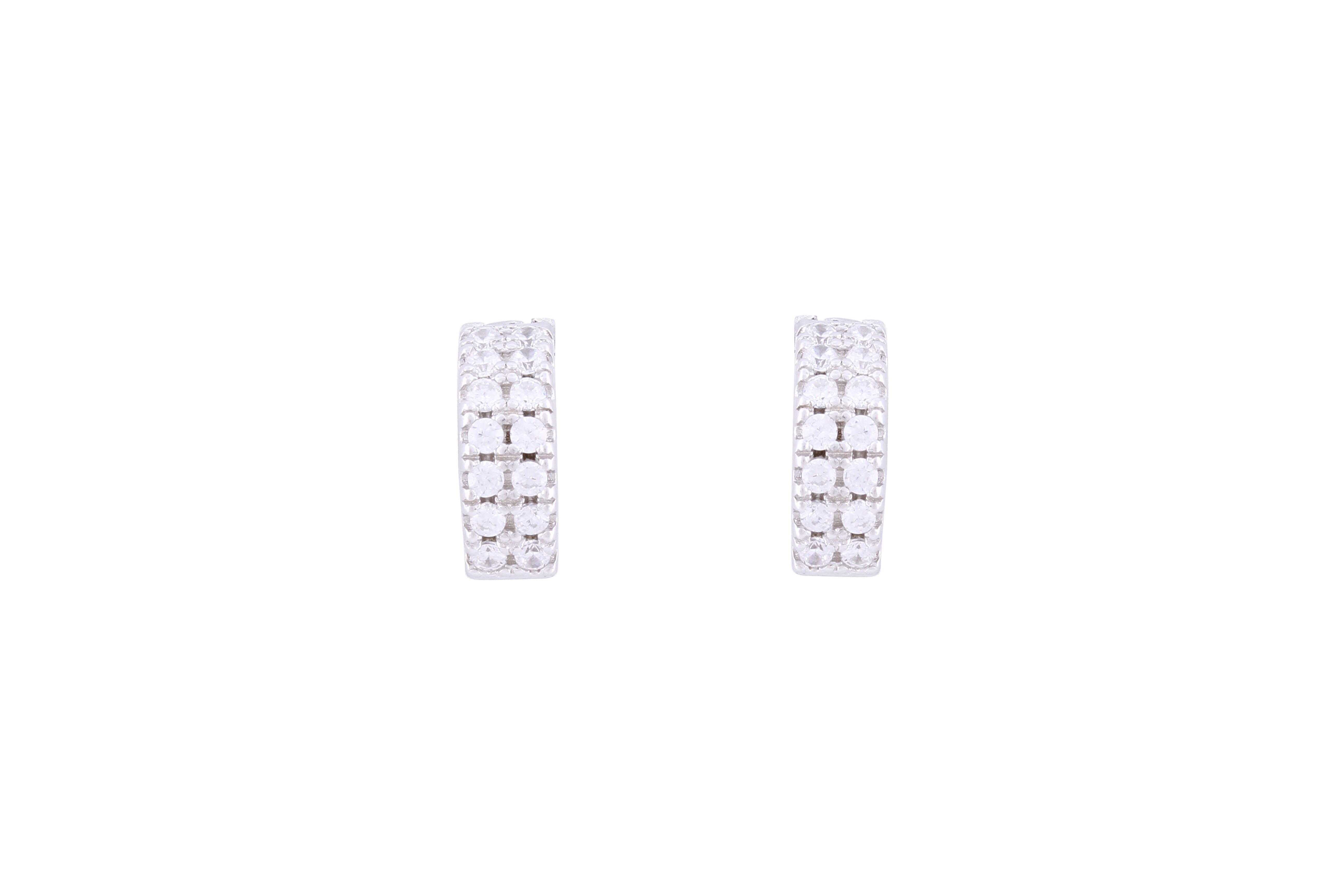 Asfour Crystal Hoop Earrings inlaid With Round Zircon Stones In 925 Sterling Siver ER0409
