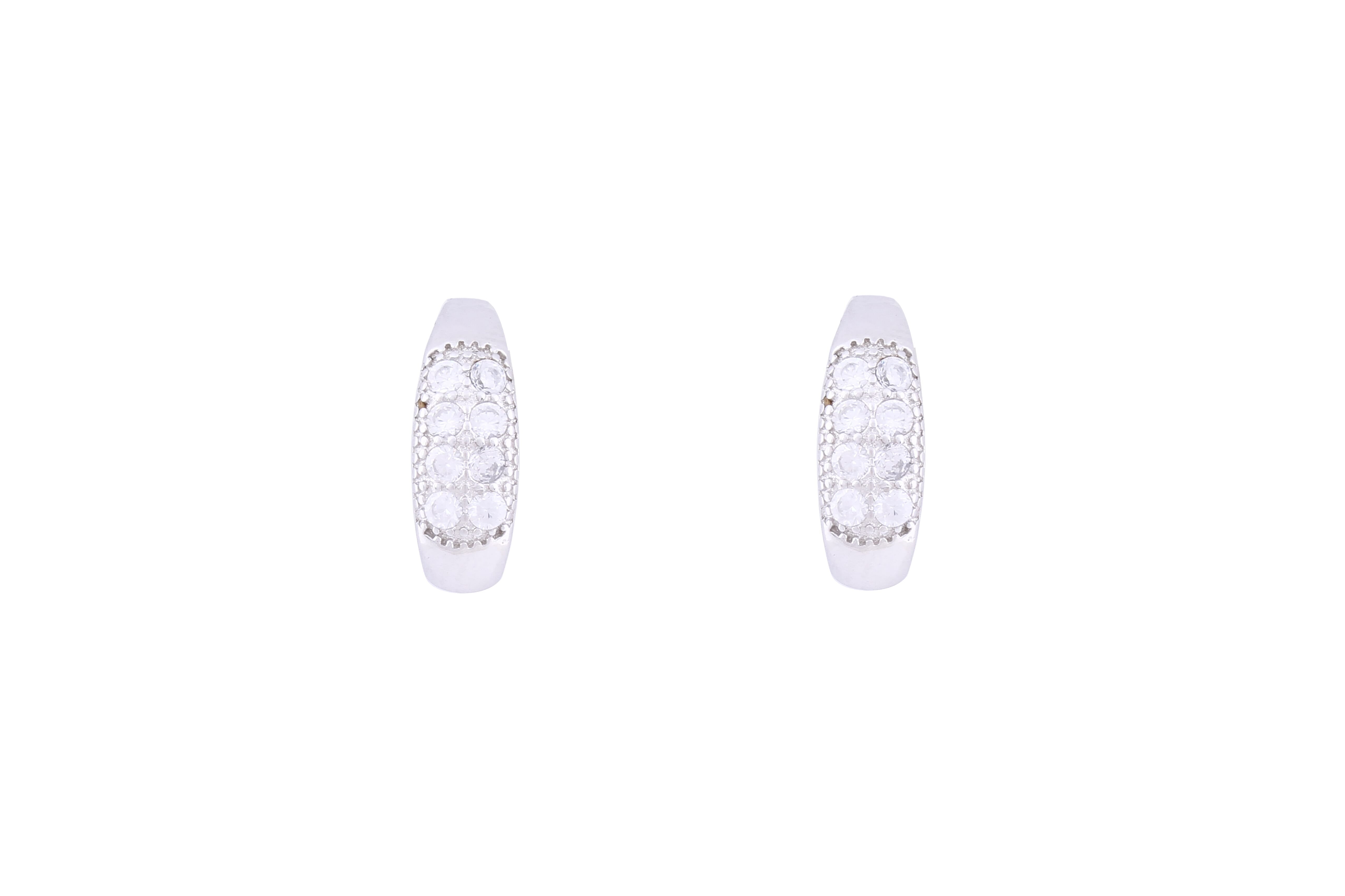 Asfour Crystal Hoop Earrings inlaid With Round Zircon Stones In 925 Sterling Siver ER0411