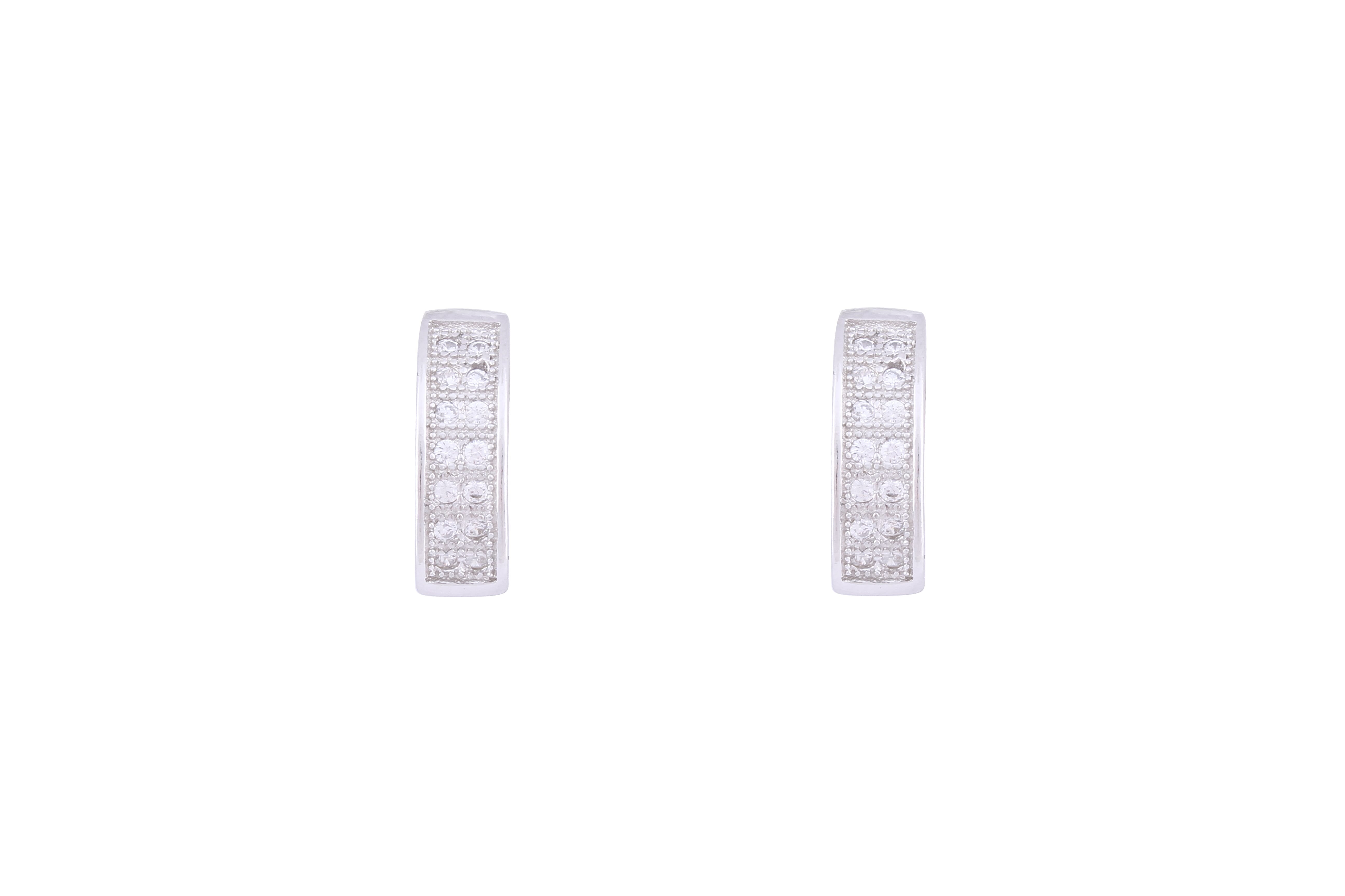 Asfour Crystal Hoop Earrings inlaid With Round Zircon Stones In 925 Sterling Siver ER0415