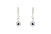 Asfour Crystal Drop Earrings With Blue Cluster Deisgn In 925 Sterling Silver ER0428-WB