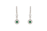 Asfour Drop Earrings With Green Cluster Deisgn