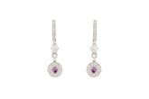 Asfour Crystal Drop Earrings With Tenzanite Cluster Deisgn In 925 Sterling Silver ER0428-WN
