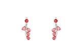Asfour Crystal Drop Earrings With Fuchsia Leaf Design In 925 Sterling Silver ER0430-F