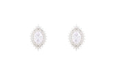 Asfour Crystal Halo Earrings With Cluster Oval Design In 925 Sterling Silver ER0431-W