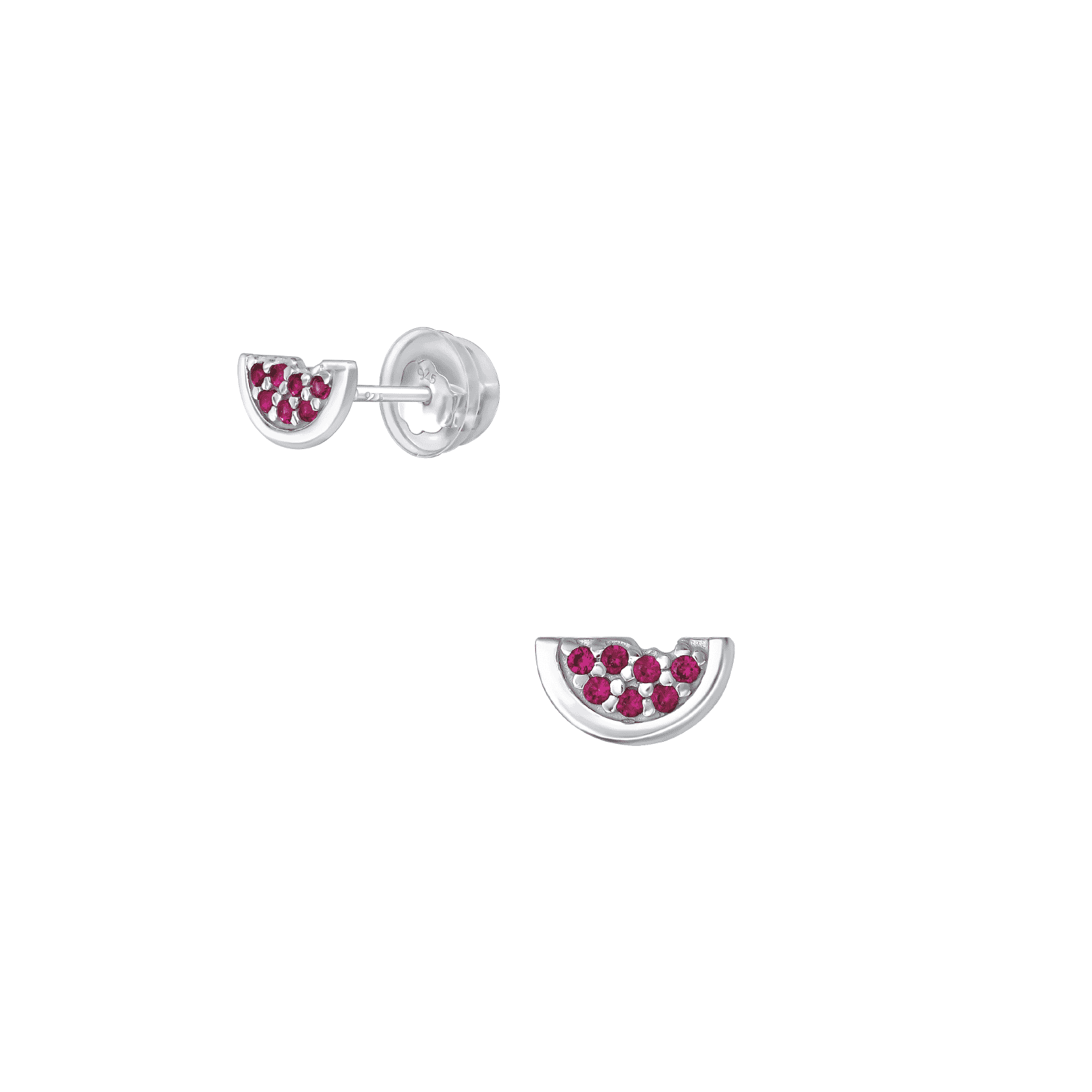 Asfour Zircon Rounded Shape 925 Sterling Silver Earring,Fuschia