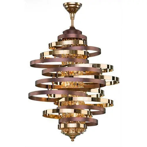 Asfour Crystal - Modern Chandelier - 8 Bulbs - Gold & Old Brown - Drop Clear