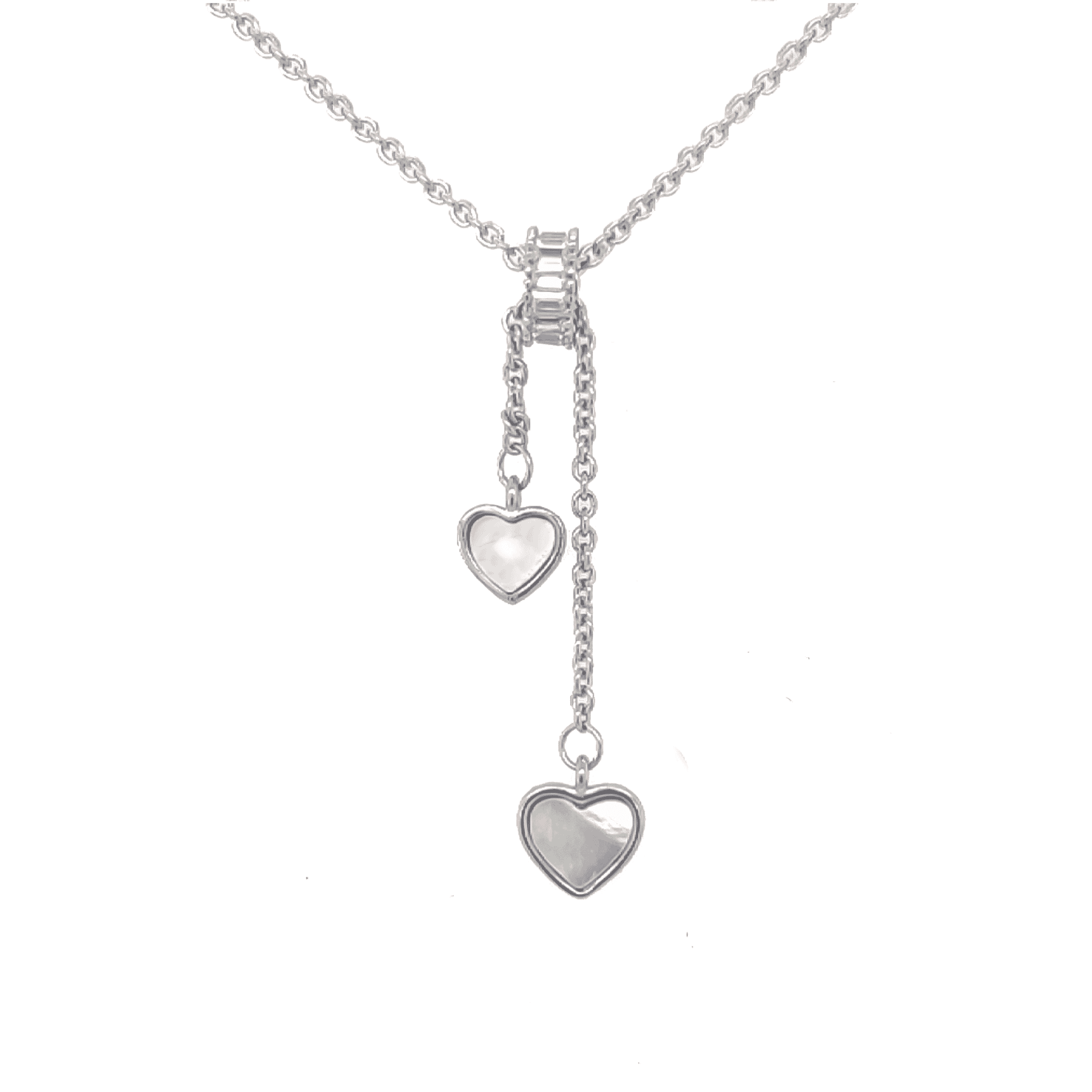 Asfour Zircon + Enamel Rounded Shape 925 Sterling Silver Necklace,Clear