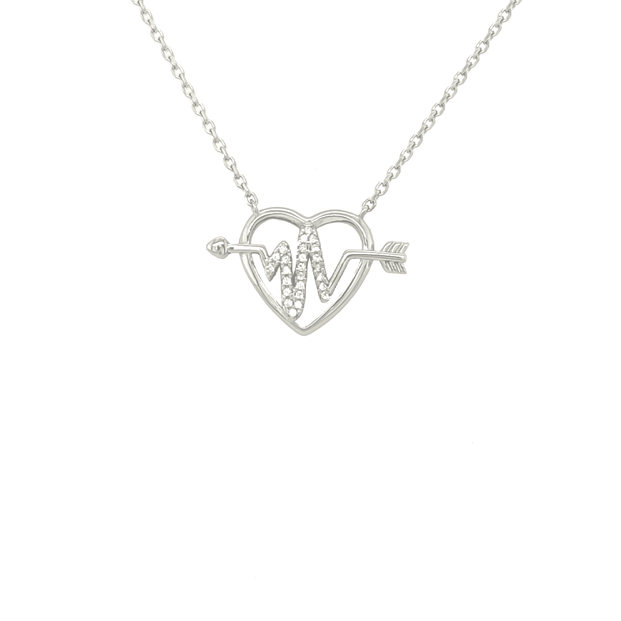 Asfour Zircon Rounded Shape 925 Sterling Silver Necklace,Clear