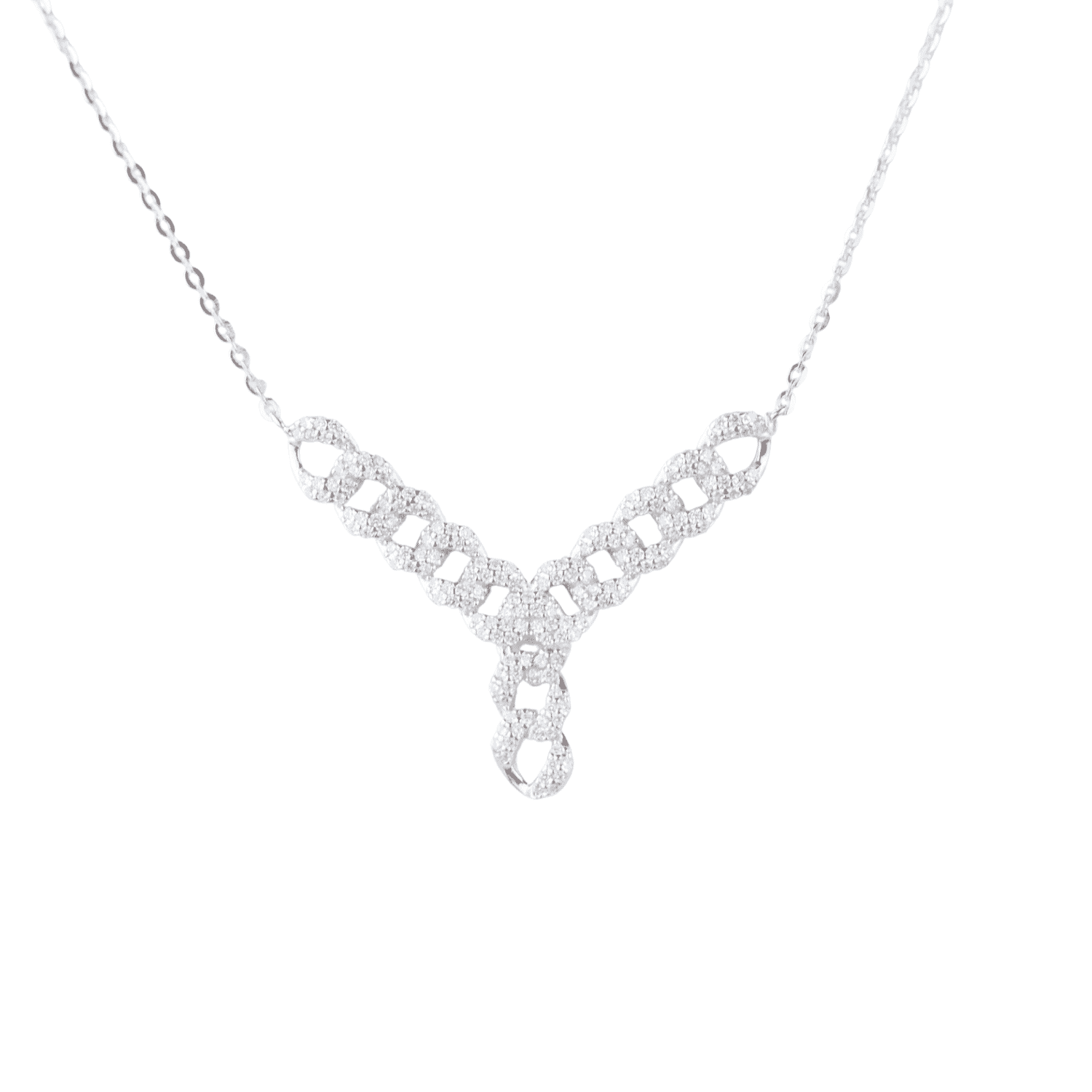 Asfour Zircon Rounded Shape 925 Sterling Silver Necklace,Clear