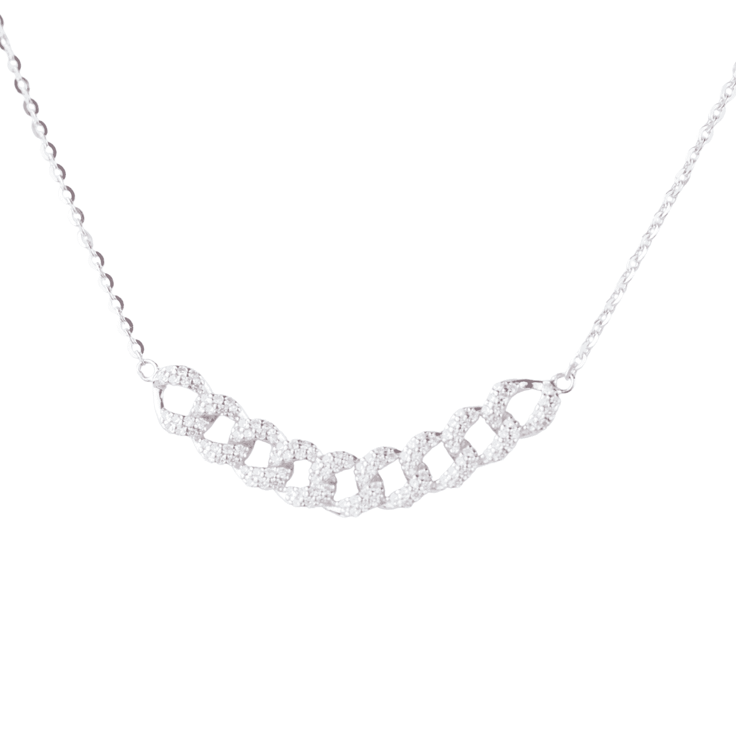 Asfour Zircon Rounded Shape 925 Sterling Silver Necklace,Clear