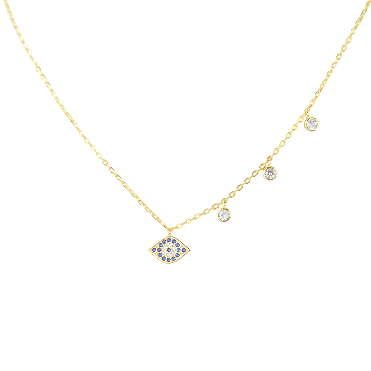 Asfour Zircon Rounded Shape 925 Sterling Silver Necklace,Blue