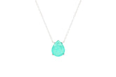 Asfour Crystal Chain Necklace With Aquamarine Pear Design In 925 Sterling Silver ND0018-GC