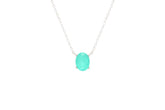 Asfour Crystal Chain Necklace With Aquamarine Oval Design In 925 Sterling Silver ND0022-GC