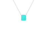 Asfour Crystal Chain Necklace With Aquamarine Emerald Cut Stone In 925 Sterling Silver ND0023-GC