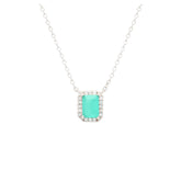 Asfour Crystal Chain Necklace With Cluster Aquamarine Stone In 925 Sterling Silver ND0024-GC