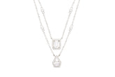 Asfour Crystal Double Layer Necklace With Decorative Design In 925 Sterling Silver-ND0033