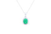Asfour Crystal Chain Necklace With Emerald Oval Pendant In 925 Sterling Silver ND0095-G-A
