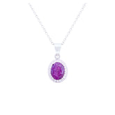 Asfour Crystal Chain Necklace With Tenzanite Oval Pendant In 925 Sterling Silver ND0095-N-A