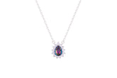 Asfour Crystal Chain Necklace With Multi Color Pear Pendant In 925 Sterling Silver ND0098-AP