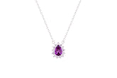 Asfour Crystal Chain Necklace With Tanzanite Pear Pendant In 925 Sterling Silver ND0098-N5