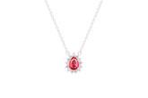 Asfour Crystal Chain Necklace With Ruby Pear Pendant In 925 Sterling Silver ND0098-R