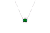 Asfour Crystal Chain Necklace With Emerald Halo Round Design In 925 Sterling Silver-ND0100-G