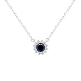 Asfour Crystal Chain Necklace With Black Halo Round Design In 925 Sterling Silver-ND0100-P