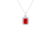 Asfour Crystal Chain Necklace With Emerald Cut Ruby Pendant In 925 Sterling Silver ND0110-R