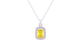 Asfour Crystal Chain Necklace With Emerald Cut Yellow Pendant In 925 Sterling Silver ND0110-Y