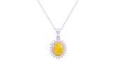 Asfour Crystal Chain Necklace With Yellow Oval Pendant In 925 Sterling Silver ND0111-Y-A