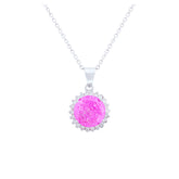 Asfour Crystal Chain Necklace With Rose Halo Pendant In 925 Sterling Silver ND0113-O-A