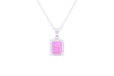 Asfour Crystal Chain Necklace With Emerald Cut Rose Pendant In 925 Sterling Silver ND0117-O-A