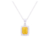 Asfour Crystal Chain Necklace With Emerald Cut Yellow Pendant In 925 Sterling Silver ND0117-Y-A