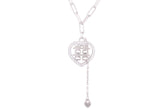 Asfour Crystal Chian Necklace With Decorative Heart Pendant In 925 Sterling Silver ND0154
