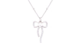 Asfour Crystal Chain Necklace With Bowknot Pendant In 925 Sterling Silver ND0156-A