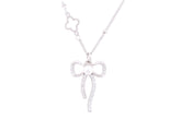 Asfour Crystal Chain Necklace With Bowknot Pendant In 925 Sterling Silver ND0156