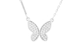 Asfour Crystal Chain Necklace With Butterfly Pendant In 925 Sterling Silver ND0158