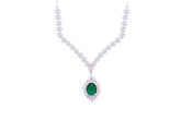 Asfour Crystal Chain Necklace With Emerald Cluster Zircon Stone In 925 Sterling Silver ND0181-WG