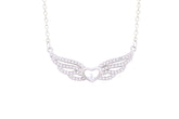 Asfour Crystal Chain Necklace With Angel Wings Pendant In 925 Sterling Silver ND0183