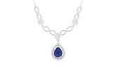 Asfour Crystal Chian Necklace With Infinity & Blue Pear Design In 925 Sterling Silver ND0185-WB