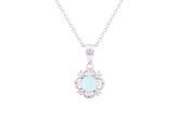 Asfour Crystal Chain Necklace With Cabochon Round Cut In 925 Sterling Silver ND0220