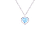 Asfour Crystal Chain Necklace With Aquamarine Heart In 925 Sterling Silver ND0221-M