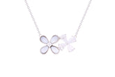 Asfour Crystal Chain Necklace With Flowers Pendant In 925 Sterling Silver ND0232